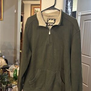 G.H. Bass & Co. Olive Green Sherpa Quarter-Zip Sweater